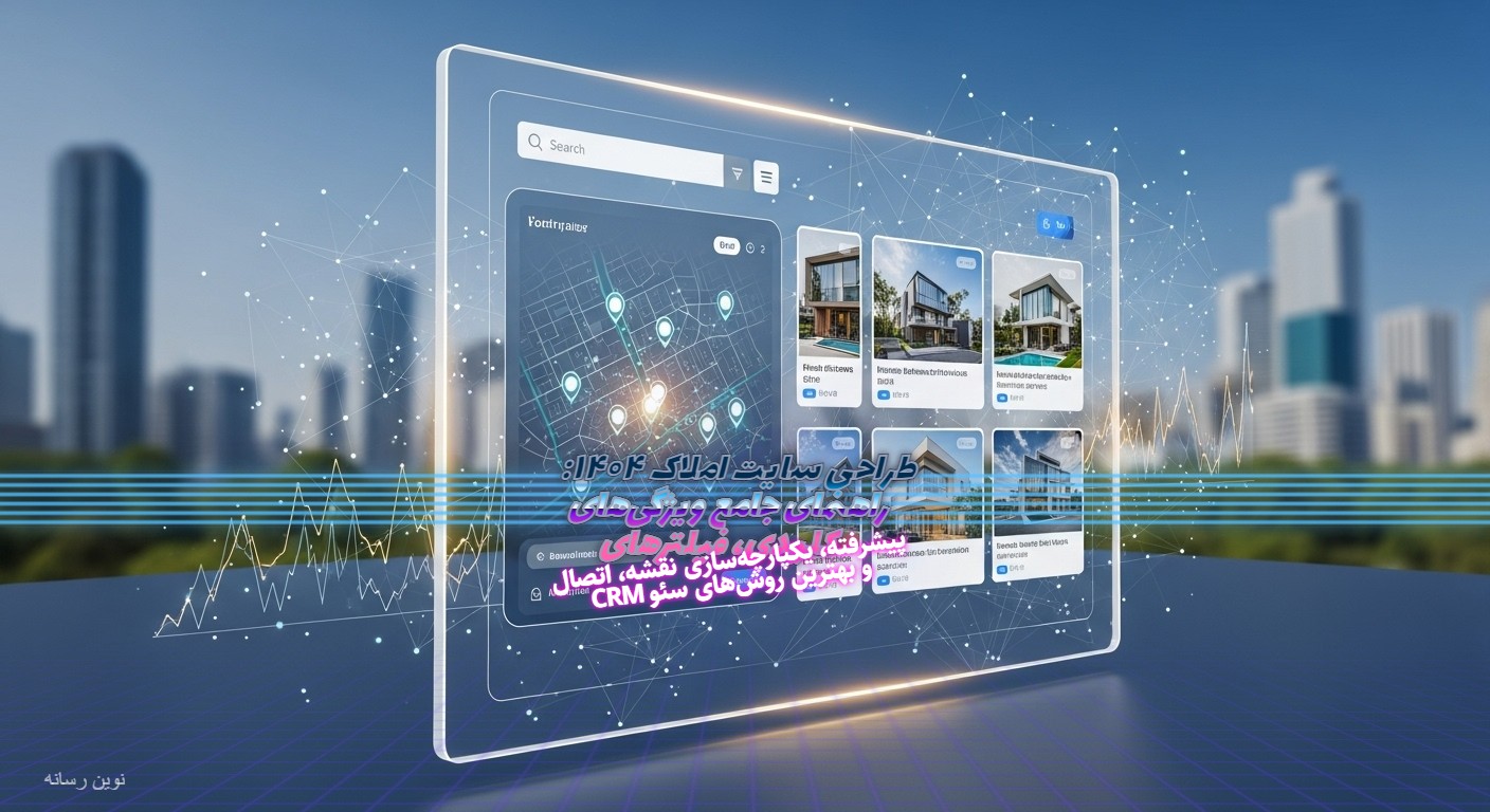 طراحی سایت املاک ۱۴۰۴: راهنمای جامع ویژگی‌های کلیدی، فیلترهای پیشرفته، یکپارچه‌سازی نقشه، اتصال CRM و بهترین روش‌های سئو
